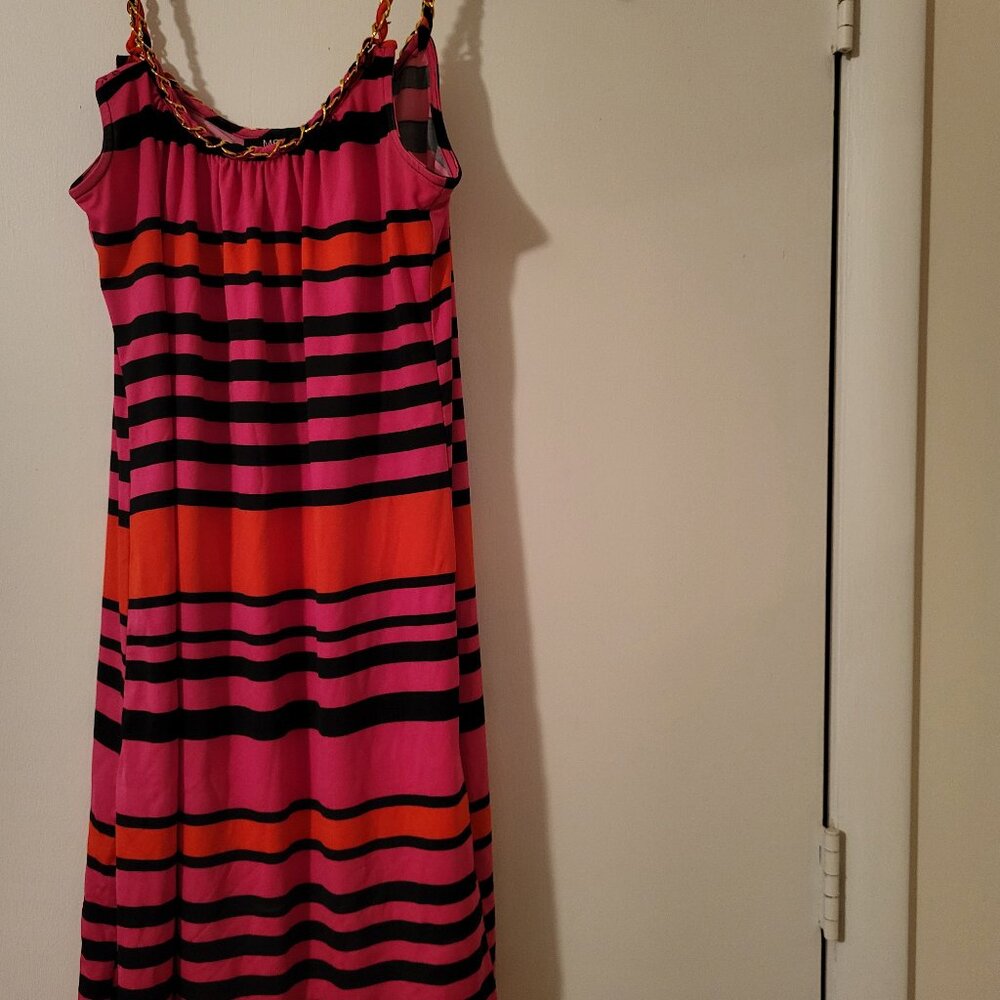MSK Ladies Summer Dress or Swim Cover with Gold Metal Trim (M)